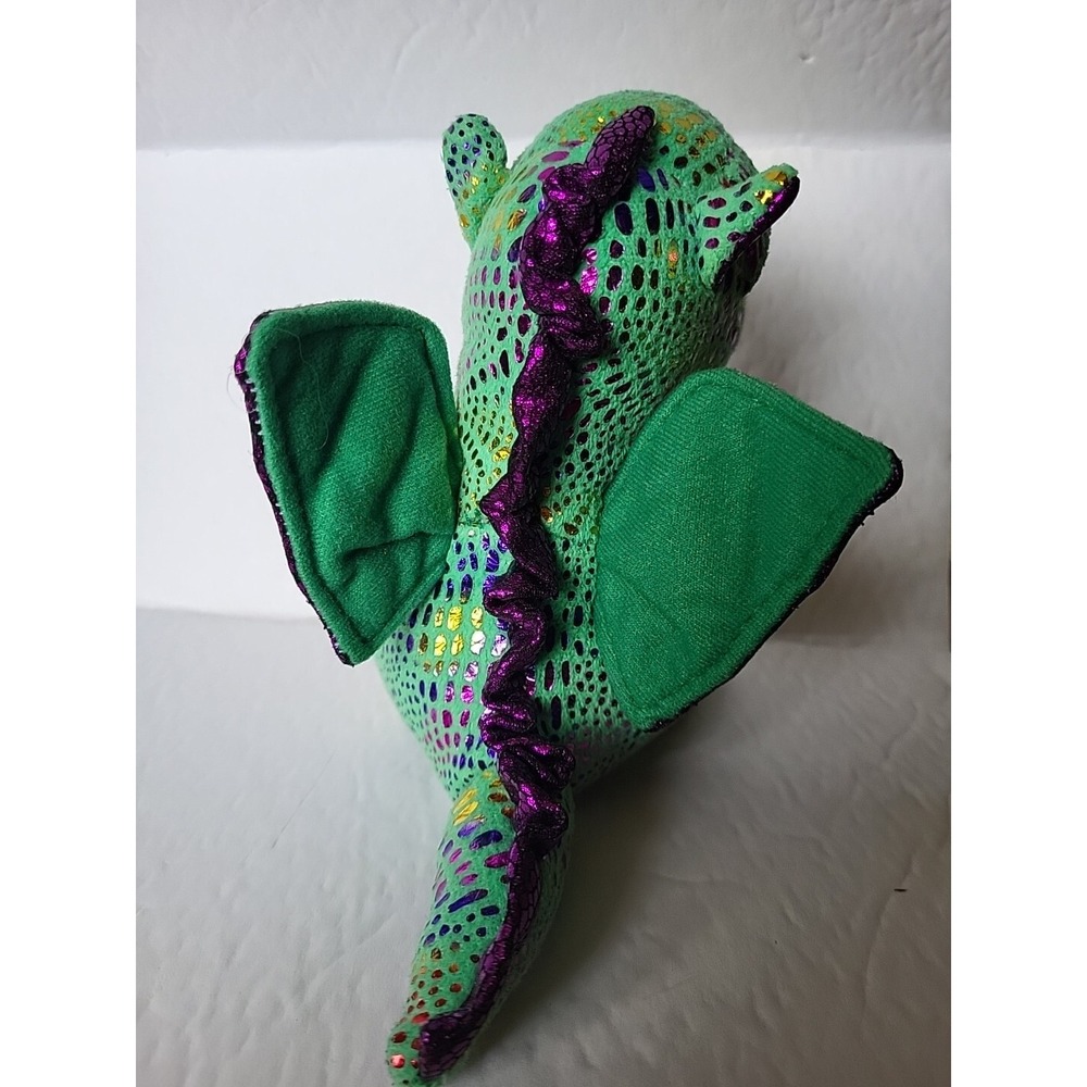 Ty Beanie Boos Cinder Green Purple Dragon Bean Bag Plush 6" Tall Toy - Picture 5 of 8
